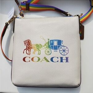 Coach White Crossbody Bag with Vibrant Graphic Design